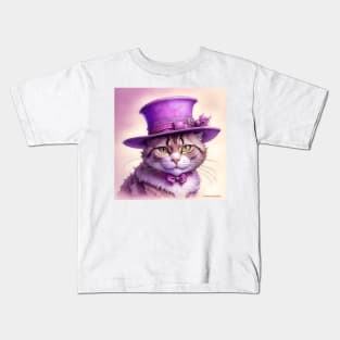 [AI Art] Cheeky cat with hat Kids T-Shirt